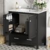 Bathroom Vanity With Single Sink, Combo Cabinet Undermount Sink, Bathroom Storage Cabinet With 2 Doors And A Drawer, Soft Closing, Multifunctional Storage, Solid Wood Frame - Black - Image 25