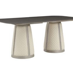Kasa - Sintered Stone Top Dining Table - Stone Gray / Champagne