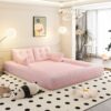 Human Dog Bed, Lazy Sofa Couch, Multifunctional Foldable Sofa Bed, 3 In 1 Teddy Fabric Sleeper Sofa Bed For Living Room Guest Bed, Playroom - Pink - Image 8