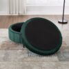 Upholstered Round Ottoman With Reversible Lid, Velvet Storage Stool, Channel Tufted Pumpkin Shape Footstool For Living Room, Bedroom And Office - Green - Image 7