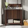 36" Modern Bathroom Vanity With Rectangle Ceramic Sink, Bathroom Cabinet And 45 Degrees Free Handle Design Soft Closing Doors, 1 Open Shelf At The Bottom - Dark Brown - Image 4
