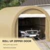 Outsunny - 10' x 16' Carport, Heavy Duty Portable Garage Storage Tent With Large Zippered Door, Anti-Uv Pe Canopy Cover For Car, Truck, Boat, Motorcycle, Bike, Garden Tools, Outdoor Work - Beige - Image 3