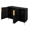 3 Door Storage Cabinet, Buffet Sideboard With Adjustable Shelves, Honeycomb Seamless Hexagons Pattern Metal Door For Living Room, Dining Room, Kitchen, Entrance - Black - Image 14