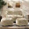 Enchante - New Zealand Sheepskin Rectangular Accent Ottoman - Taupe / Natural - Image 7