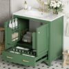 Bathroom Vanity With Single Sink, Combination Under Counter Sink, Bathroom Storage Cabinet With 2 Doors And A Drawer, Soft Closure, Multifunctional Storage - Green - Image 25