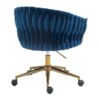 Woven Office Chair, Vanity Chairs With Wheels, Height Adjustable, 360 Degree Swivel For Bedroom, Living Room - Blue - Image 7