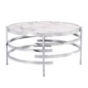 32.48'' Chrome Round Coffee Table With Sintered Stone Top & Sturdy Metal Frame, Modern Coffee Table For Living Room - Silver - Image 5