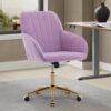 Ergonomic Swivel Office Chair With Backrest, Adjustable And Comfortable For Long Sitting - Lilac - Image 4