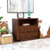 Lola - Mid-Century Modern Nightstand 2 Drawer Bed Side Table - Dark Brown - Image 14