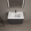 Minimalist 36" Freestanding Bathroom Vanity With Resin Sink And Storage Cabinet - Dark Oak - Image 6