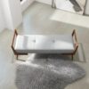 Cora - Mid-Century Modern Gray Bench - Gray - Image 10