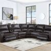 Saul - Faux Leather Power Recliner Sectional Sofa With USB Port Cupholder Console - Espresso - Image 8