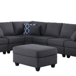 Cooper - 7 Piece Reversible L-Shape Sectional Sofa With Ottoman And Cupholder - Dark Gray