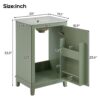 Modern Small Bathroom Vanity Cabinet With Ceramic Basin, Ample Storage, 1 Soft Close Door - Green - Image 8