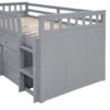 Twin Loft And Platform Bed With 7 Drawers And Full Guardrails, Modern L Shaped Space Saving - Gray - Image 3