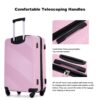 3 Piece Luggage Sets Lightweight Suitcase With Two Hooks, Spinner Wheels, (20/24/28) - Pink - Image 18