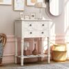 Narrow Console Table, Slim Sofa Table With Three Storage Drawers And Bottom Shelf - Ivory White - Image 3
