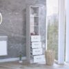 Linen Cabinet, 3 Shelves, 4 Drawers And Metal Handles - White - Image 5