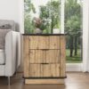 Multi Functional 3 Drawer Nightstand, Perfect For Storing Items Of Different Heights, A Perfect Combination Of Nature And Fashion - Black - Image 6