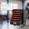 Rolling Metal Tool Chest With 6 Drawers, 20" Steel Storage Cabinet With Ball Bearing Slides - Black / Red - Image 3
