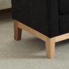 Elegant Upholstered Bench Daybed Ottoman With Nature Wood Legs & Bolster Pillows - Black Boucle - Image 7