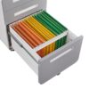 3 Drawer Mobile File Cabinet Under Desk Office, Simple Style Versatile Storage Cabinet For Legal / Letter / A4 Files, 5 Wheel Design Anti-Tilting Cold Rolled Steel Waterproof Moisture-Proof - White / Gray - Image 10