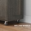 Homcom - Triple-Cabinet Rolling Kitchen Island On Wheels, Kitchen Cart With Storage Shelf Adjustment, Rolling Utility Cart With Wood Top, Towel Rack, Big Drawer - Distressed Brown - Image 4