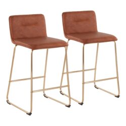 Casper - Fixed Height Contemporary Counter Stool (Set of 2) - Gold / Camel