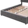 Queen Size Upholstered Platform Bed With 2 Drawers And 1 Twin Long Trundle - Dark Gray - Image 13