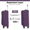 3 Piece Set (18/Travelbag/Toiletry Bag), Softshell Suitcase Spinner Wheels Terylene Polyester Luggage Sets Carry On Suitcase Luggage Lightweight Durable Suitcase - Purple - Image 15