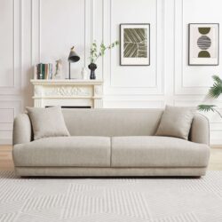 Larisa - Mid-Century Modern Linen Sofa - Cream