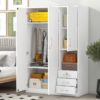 2 Doors Wardrobe Storage For Bedroom With Shelves And 3 Drawers - White - Image 9