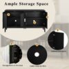 4 Door Sideboard Storage Cabinet With Door Shelf For Living Room And Dining Room, 2 Large Cabinets With Adjustable Shelf - Black - Image 6