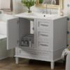 Bathroom Vanity, Modern Bathroom Cabinet With Sink Combo Set, Bathroom Storage Cabinet With A Soft Closing Door And 3 Drawers, Solid Wood Frame - Gray - Image 26