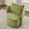 360° Swivel Chair, Accent Barrel Armchair, Upholstered With Curved Design - Green - Image 10