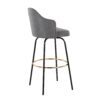 Ahoy - Contemporary Fixed Height Bar Stool Round Gold Footrest (Set of 2) - Gray / Black - Image 4