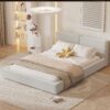 Queen Size Upholstered Platform Bed, Grounded Bed With Solid Frame - Beige - Image 8
