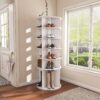 6 Tier Spinning Shoe Rack, Free Standing 360° Revolving Shoe Organizer - White - Image 2