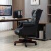 Executive Office Chair, High Back Reclining Comfortable Desk Chair With Smooth Glide Caster Wheels - Black - Image 2