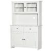 Homcom - 63.5" Kitchen Buffet With Hutch, Pantry Storage Cabinet With 4 Shelves, Drawers, Framed Glass Doors, Open Microwave Countertop - Antique White - Image 9