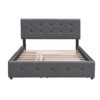 Queen Size Upholstered Platform Bed With 2 Drawers And 1 Twin Long Trundle - Dark Gray - Image 5