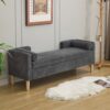 Storage Soft Bench With Armrests, Backrest And 2 Bolster Pillows For Living Room, Entryway And Bedroom - Charcoal - Image 4