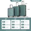 3 Piece Luggage Sets Lightweight Suitcase With Two Hooks, Spinner Wheels, Tsa Lock, (20/24/28) - Green - Image 3