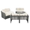 Patio Furniture Set Outdoor Daybed Rattan Sectional With Cushions And Center Table - Beige - Image 27