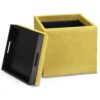 Rockwood - Cube Storage Ottoman With Tray - Dijon Yellow - Image 3