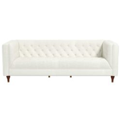 Evelyn - Mid-Century Modern Boucle Luxury Chesterfield Sofa - Ivory White / White