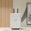 20" Carry On Luggage Lightweight Suitcase Tsa Lock USB Port Luggage Wheel Lock Artificial Leather Top Handle Spinner Wheels - Creamy White - Image 2