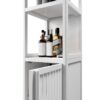 Bamboo Storage Cabinet With Tall Linen Tower, Multi Functional For Bathroom And Living Spaces - White - Image 19