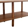 Modern Double Deck TV Cabinet Is Suitable For Living Room, Rectangular Center Table With Open Storage Shelf, Rounded Rubberwood Legs, Stable And Durable - Walnut Brown - Image 8