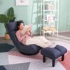 Adjustable Japanese Reclining Floor Chair Sofa With Metal Frame For Living Room & Balcony - Navy - Image 21